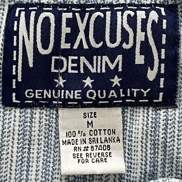 Vintage No Excuses Denim Overalls Bib Jean Shortalls Women's Size M Y2K 90s - Picture 3 of 5